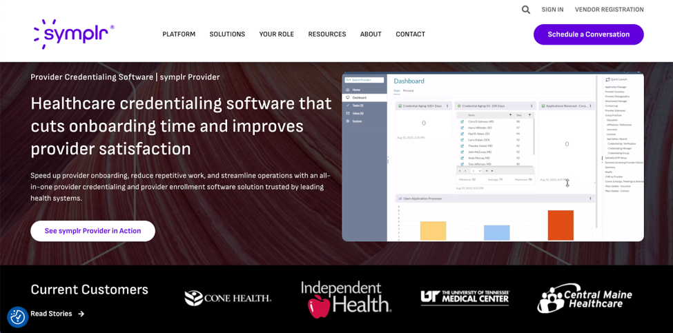 symplr Provider credentialing software homepage